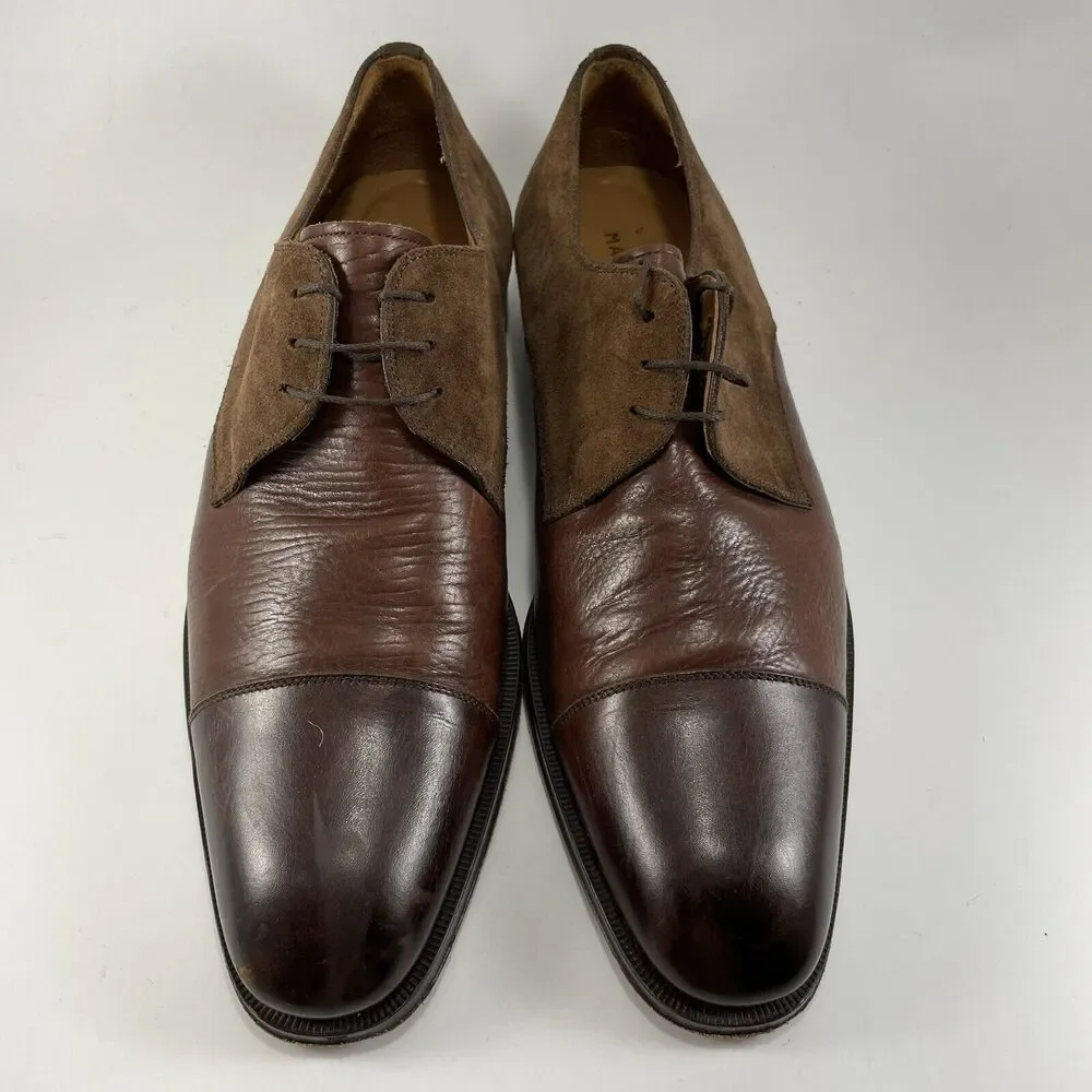 Magnanni Leather Cap Toe Dress Shoes Mens Size 10 M Brown Lace Up Oxford